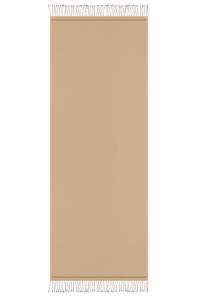 Bej Kahverengi Çift Taraflı İpek Şal - 4