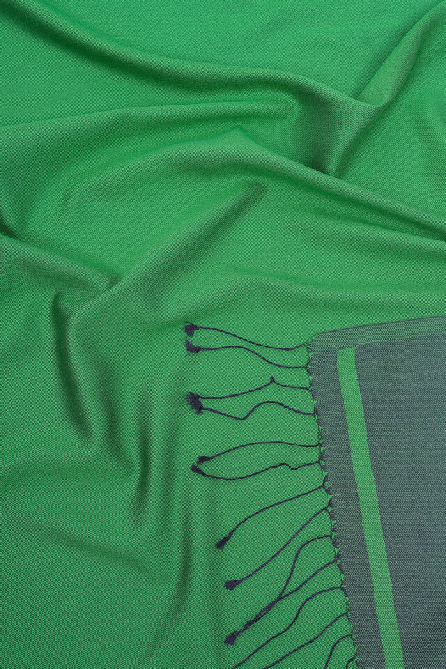 Benetton Lacivert Çift Taraflı İpek Şal - 3