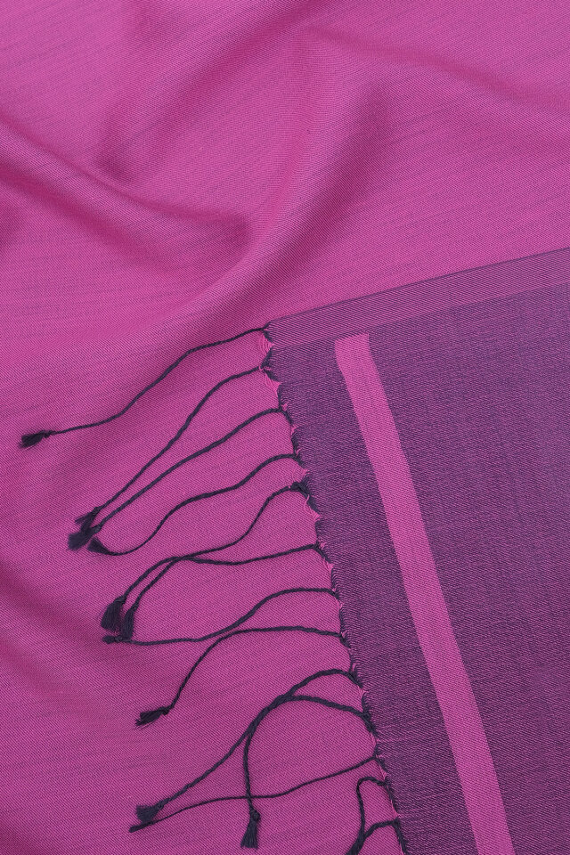 Fuşya Lacivert Çift Taraflı İpek Şal - 3