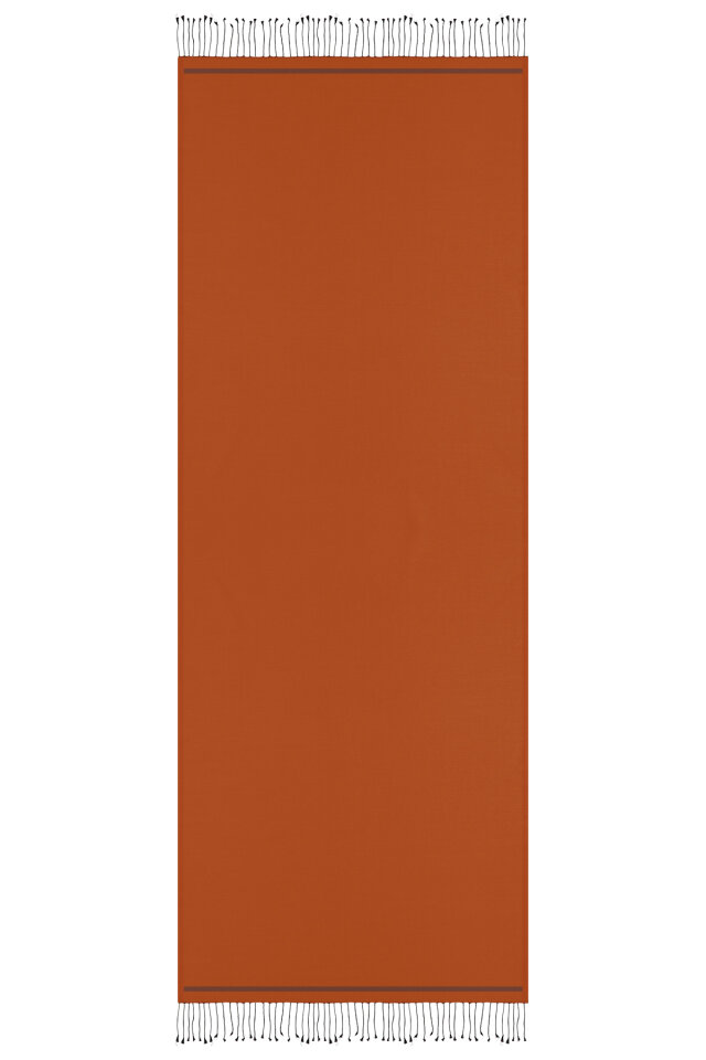 Kiremit Siyah Çift Taraflı İpek Şal - 4