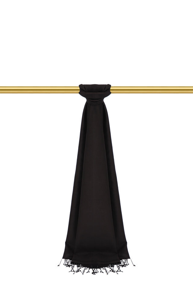 Siyah Çift Taraflı İpek Şal - 2