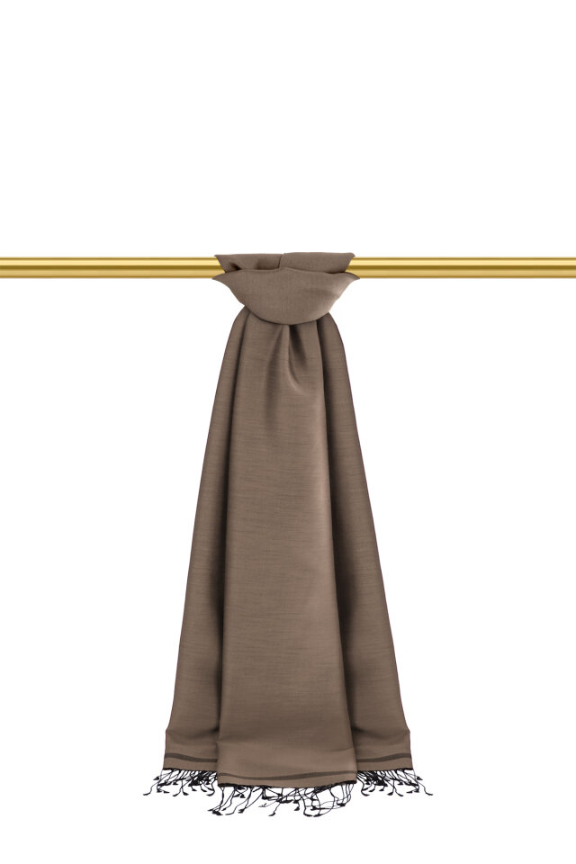 Vizon Siyah Çift Taraflı İpek Şal - 2