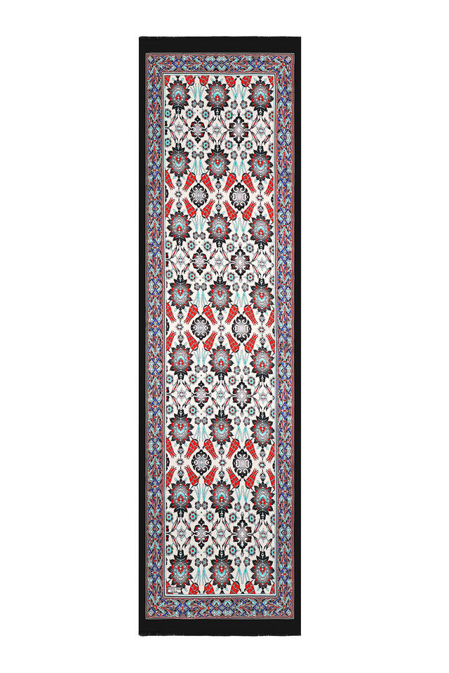 وشاح حريري ضيق بنمط التوليب باللون الرمادي - 4