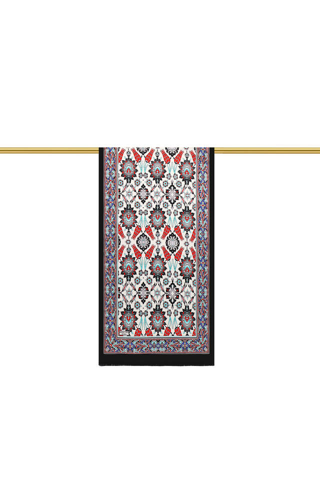 وشاح حريري ضيق بنمط التوليب باللون الرمادي - 2