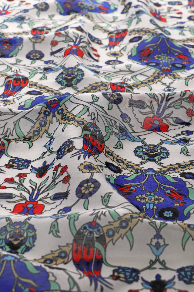 Siyah Çini Lale Desen Soft Eşarp - 3