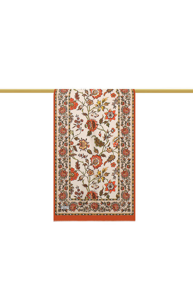 Cinnamon Lily Pattern Voile Silk Foulard - 3