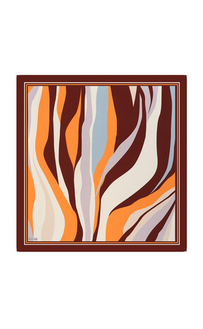 Cinnamon Wave Pattern Twill Silk Square Scarf 