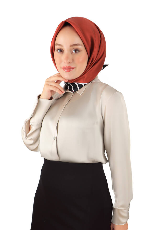 بورجوندي شريطية نمط حك الحرير وشاح - 2