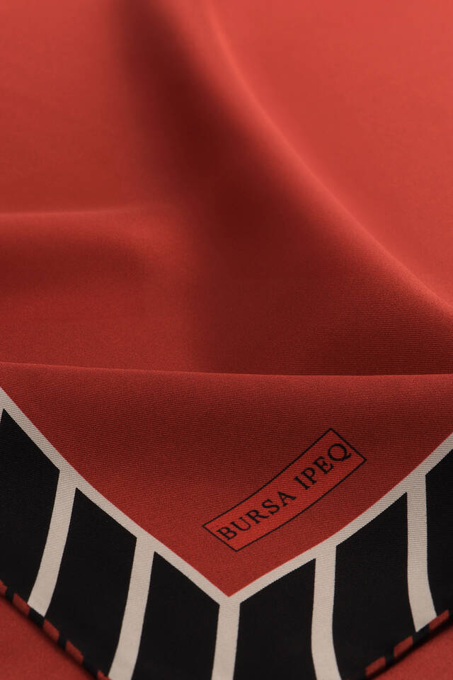 بورجوندي شريطية نمط حك الحرير وشاح - 3