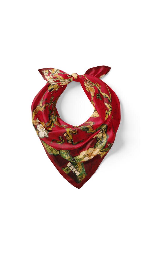 Claret Red Almond Blossom Silk Pocket Square - 2