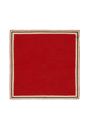 Claret Red Bordered Plain Silk Pocket Square - Thumbnail