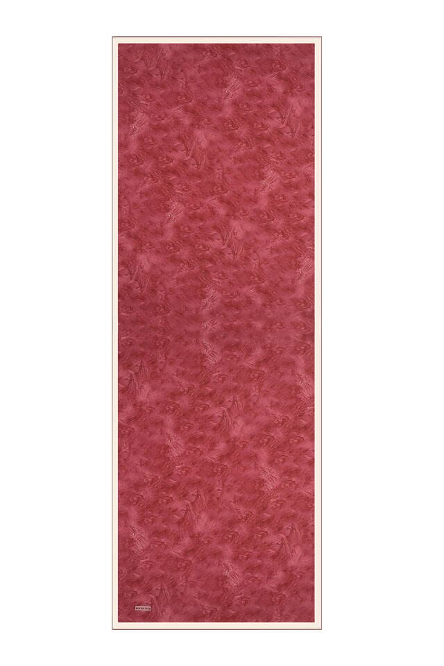 Claret Red Brush Pattern Silk Scarf - 4