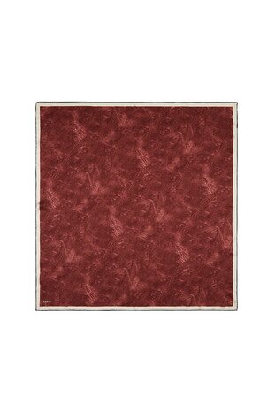 Claret Red Brush Silk Square Scarf - Thumbnail