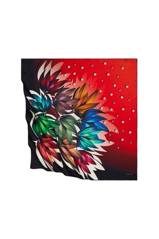 Claret Red Diamond Pattern Silky Square Scarf 