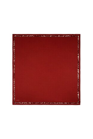 Claret Red Embroidery Zebra Silk Square Scarf - Thumbnail