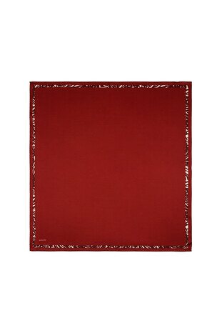 Claret Red Embroidery Zebra Silk Square Scarf 