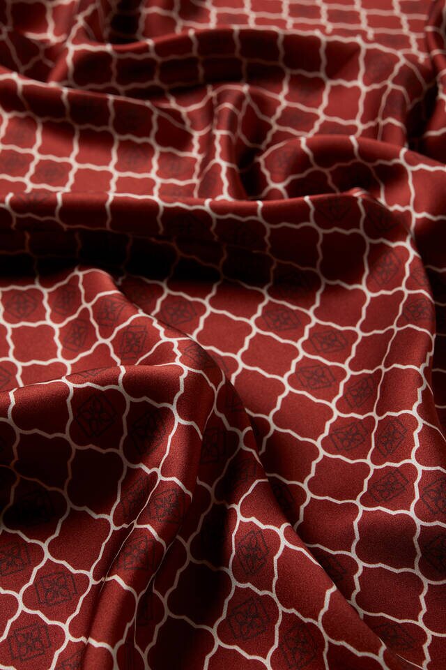 Claret Red Monogram Silk Square Scarf - 3