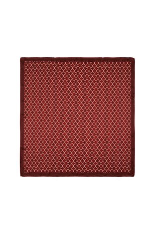 Claret Red Monogram Silk Square Scarf - Thumbnail