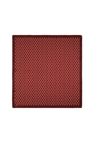Claret Red Monogram Silk Square Scarf 