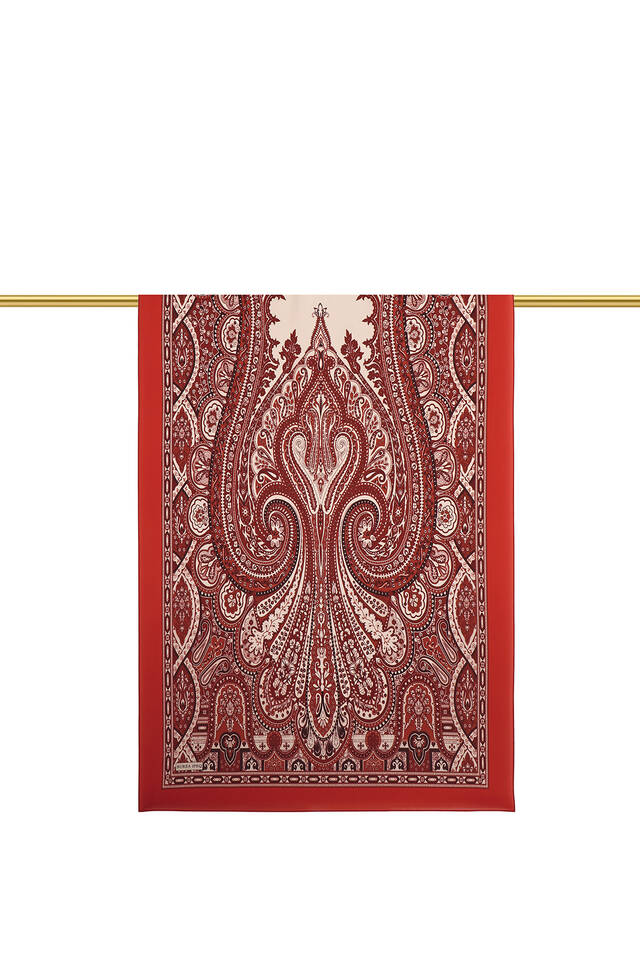 Claret Red Nil Pattern Sura Silk Scarf - 3