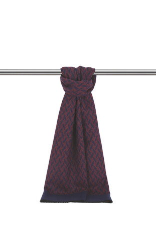 Claret Red Patterned Men's Scarf - Thumbnail