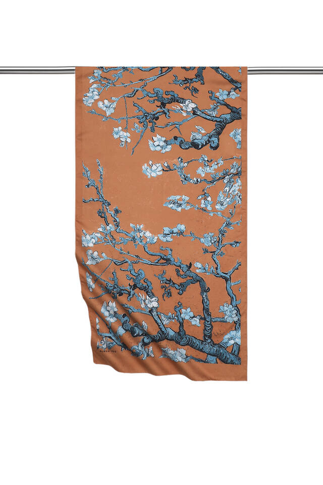 Copper Almond Blossom Silky Foulard - Bursa İpek