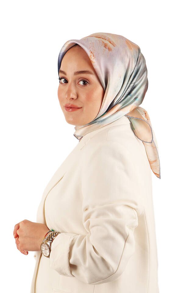 Copper Pastel Pattern Sura Silk Scarf - 2