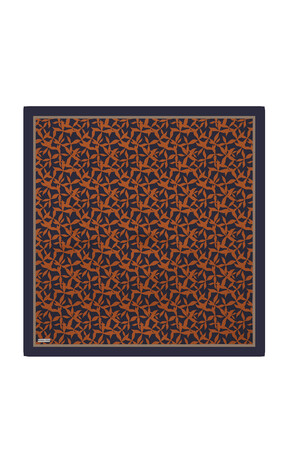 Copper Pia Pattern Sura Silk Square Scarf 