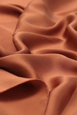 Copper Solid Color Sura Silk Square Scarf - Thumbnail