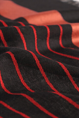 Copper Striped Wool Shawl - Thumbnail
