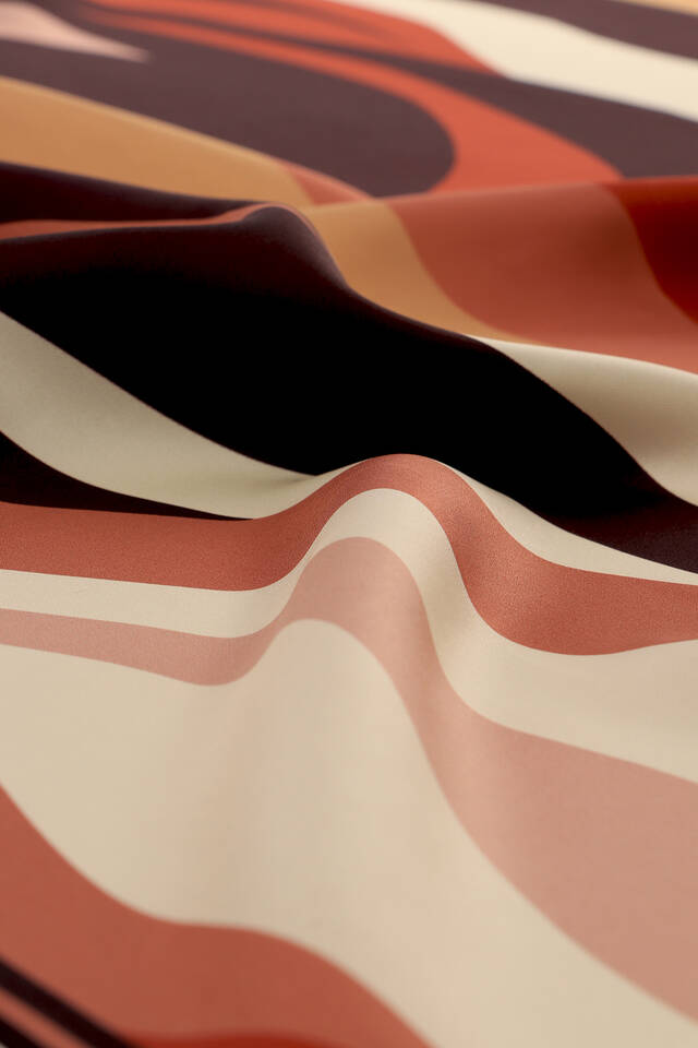 Copper Wave Pattern Twill Silk Square Scarf - 3