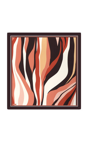 Copper Wave Pattern Twill Silk Square Scarf 