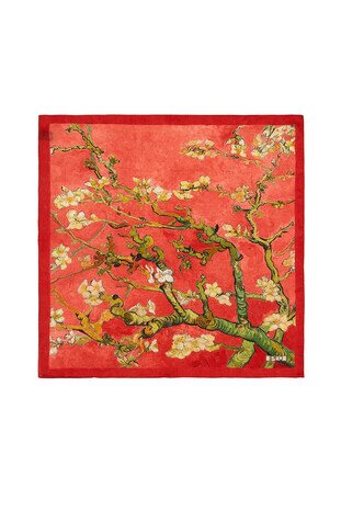 Coral Almond Blossom Silk Pocket Square - Thumbnail