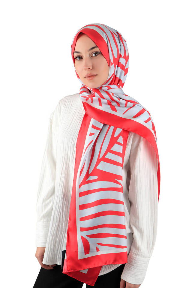 Coral Crop Pattern Twill Silk Scarf - 2