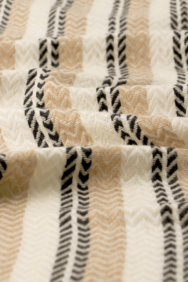 Cream Anthracite Patterned Men's Wool Scarf - 4