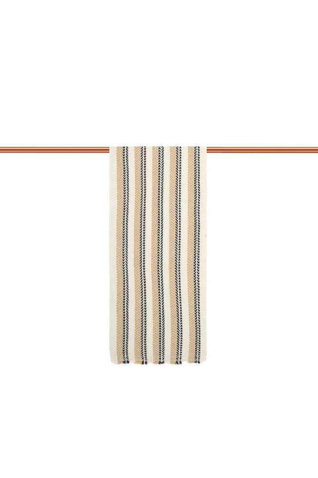 Cream Anthracite Patterned Men's Wool Scarf - 3