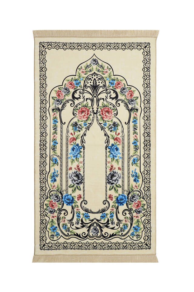Cream Bamboo Carpet Prayer Rug - Bursa İpek
