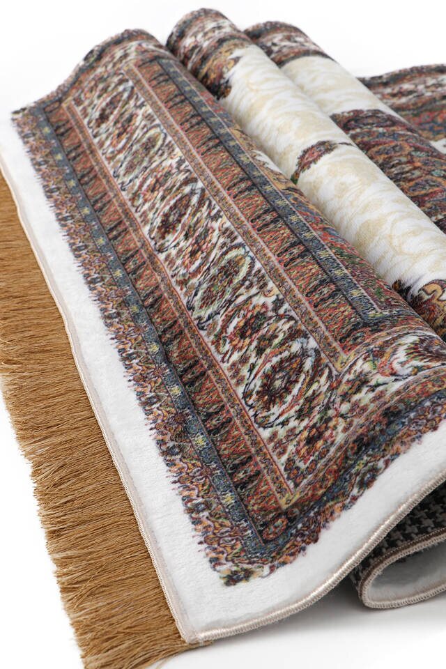 Cream Bamboo Carpet Prayer Rug - 3
