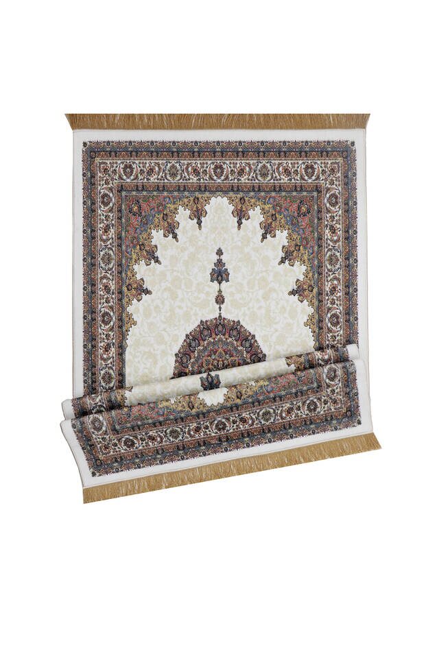 Cream Bamboo Carpet Prayer Rug - 4