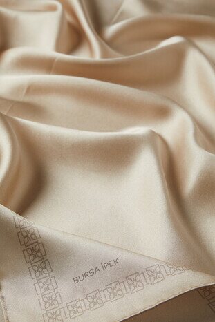 Cream Border Juicy Butterfly Silk Square Scarf - Thumbnail
