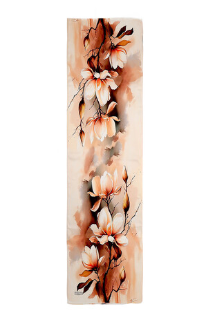 Cream Floral Silk Foulard - Thumbnail