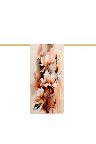 Cream Floral Silk Foulard - Thumbnail