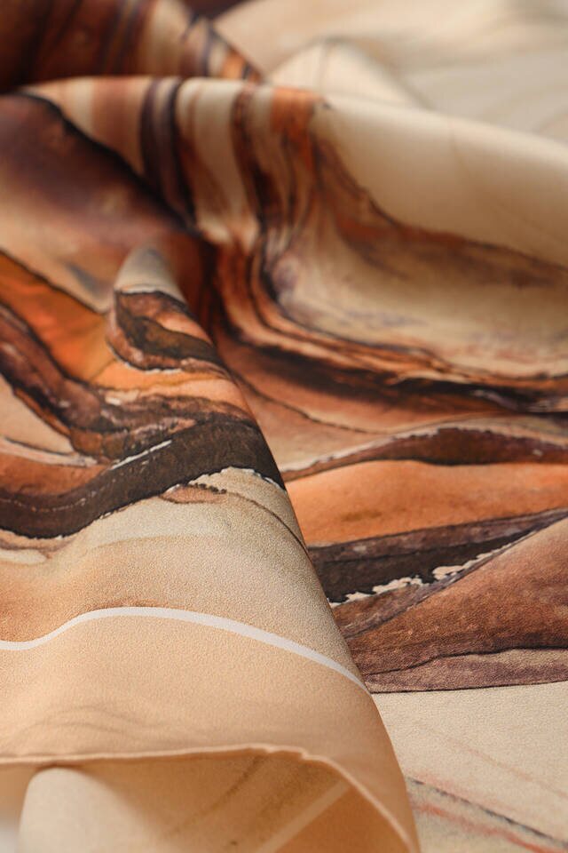 Cream Granite Pattern Sura Silk Scarf - 3