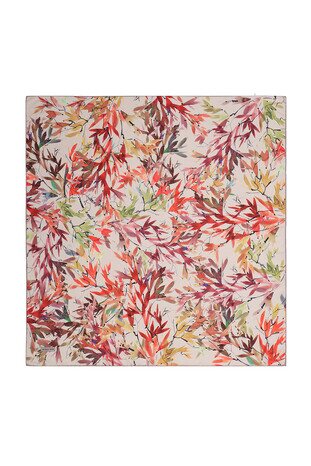 Cream Leaf Pattern Soft Square Scarf 