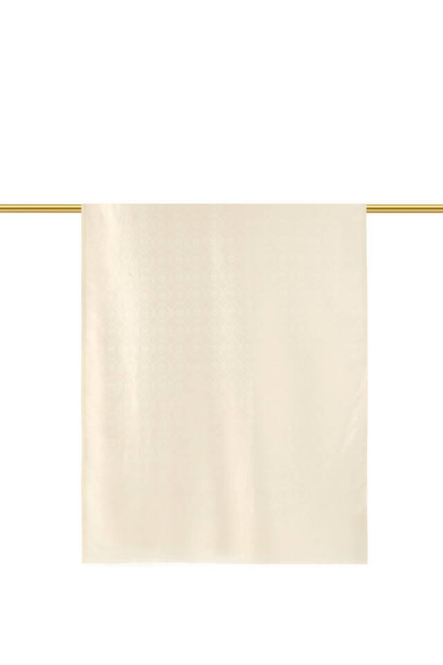 Cream Monogram Pattern Jacquard Silk Scarf - 2