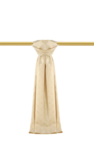 Cream Monogram Pattern Jacquard Silk Scarf 