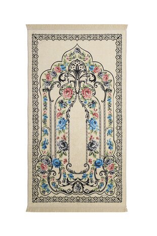 Cream Velvet Carpet Prayer Rug 