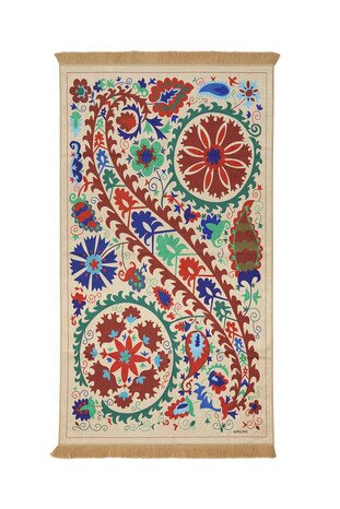 Cream Velvet Carpet Prayer Rug 