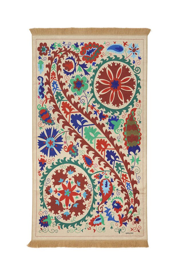 Cream Velvet Carpet Prayer Rug 