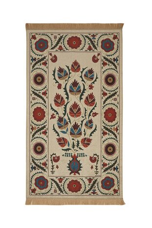 Cream Velvet Carpet Prayer Rug 